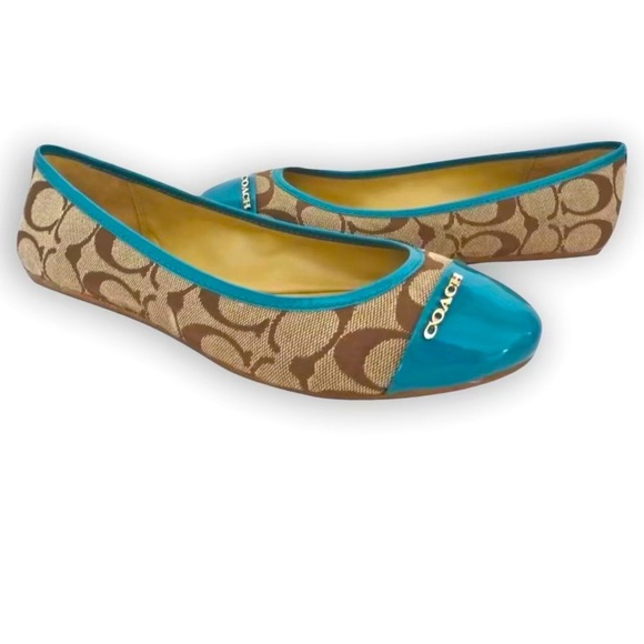 Coach Shoes - Coach Ballet Flats  Brown/ turquoise Women's Size 10 B